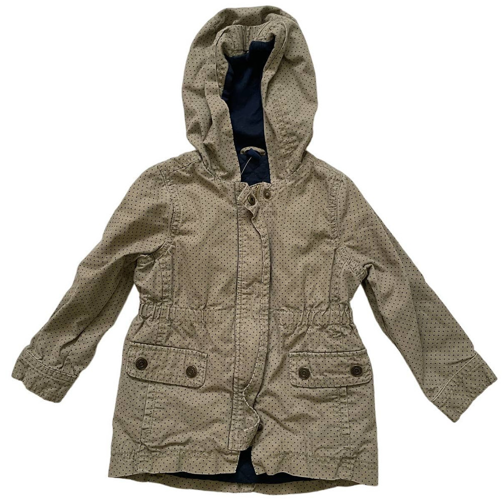 Baby Gap 100% Cotton Olive Green Anorak Jacket with Polka Dots, Size 3T 🗣